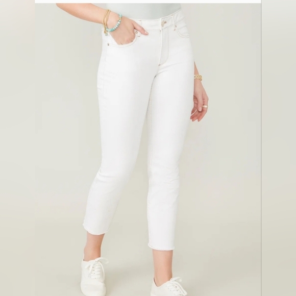 Spartina 449 Ellington Slim White Denim Jean Size 4 - Picture 1 of 12